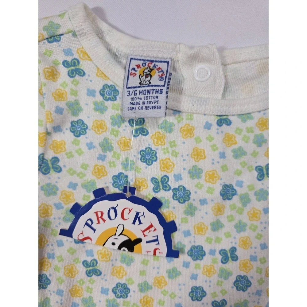 Vintage 90s Y2K Sprockets Baby Girls 2Pc Bodysuit Set 3/6M NWT